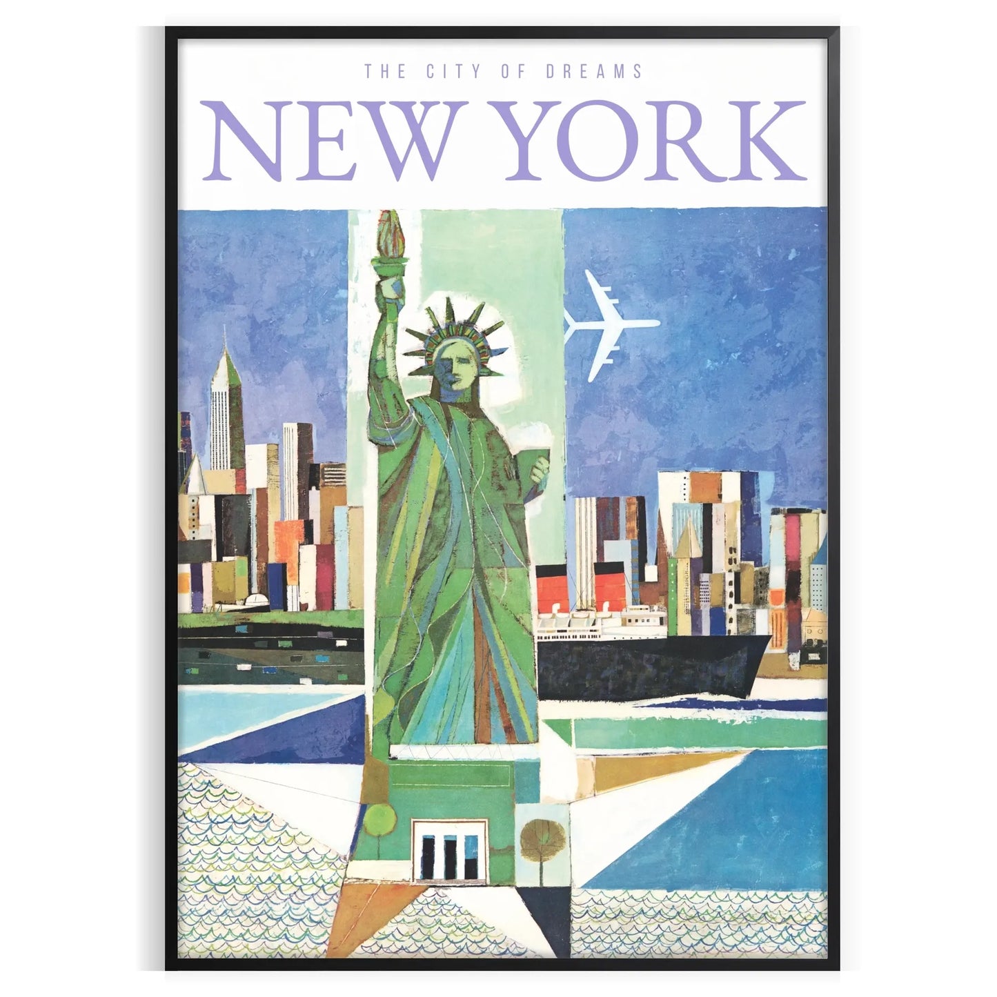 allure New York stunning travel poster vibrant blue gray tones wall art thoughtful gift artwork city essence various sizes A4 cm A0