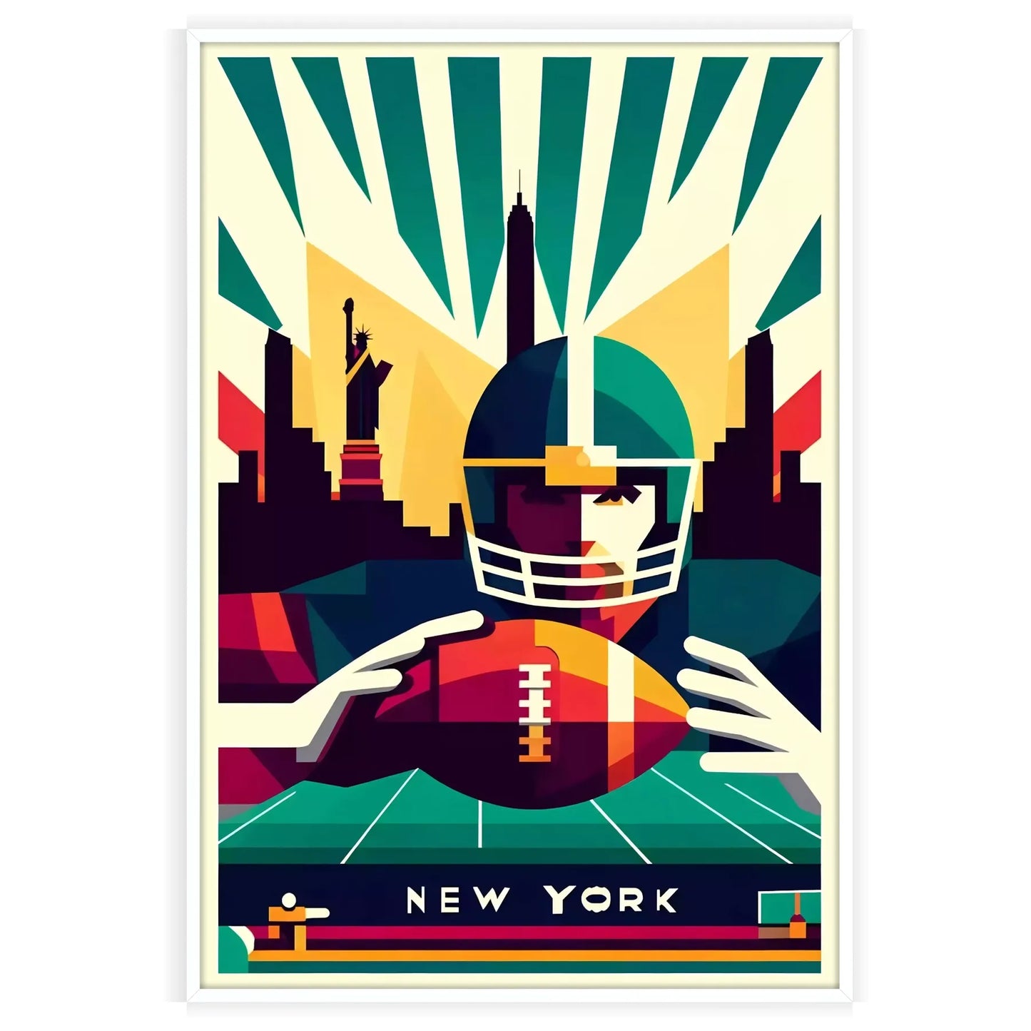 spirit New York football striking black orange poster fan collection eye wall art ideal gift addition home décor various sizes A4 cm A0