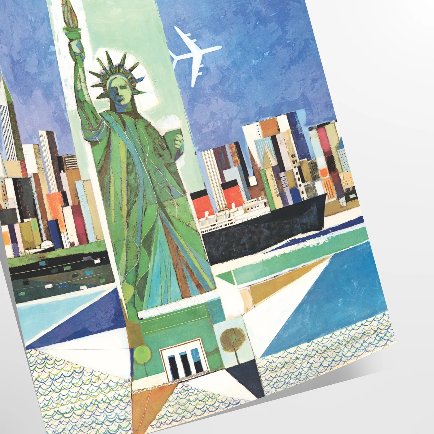 allure New York stunning travel poster vibrant blue gray tones wall art thoughtful gift artwork city essence various sizes A4 cm A0