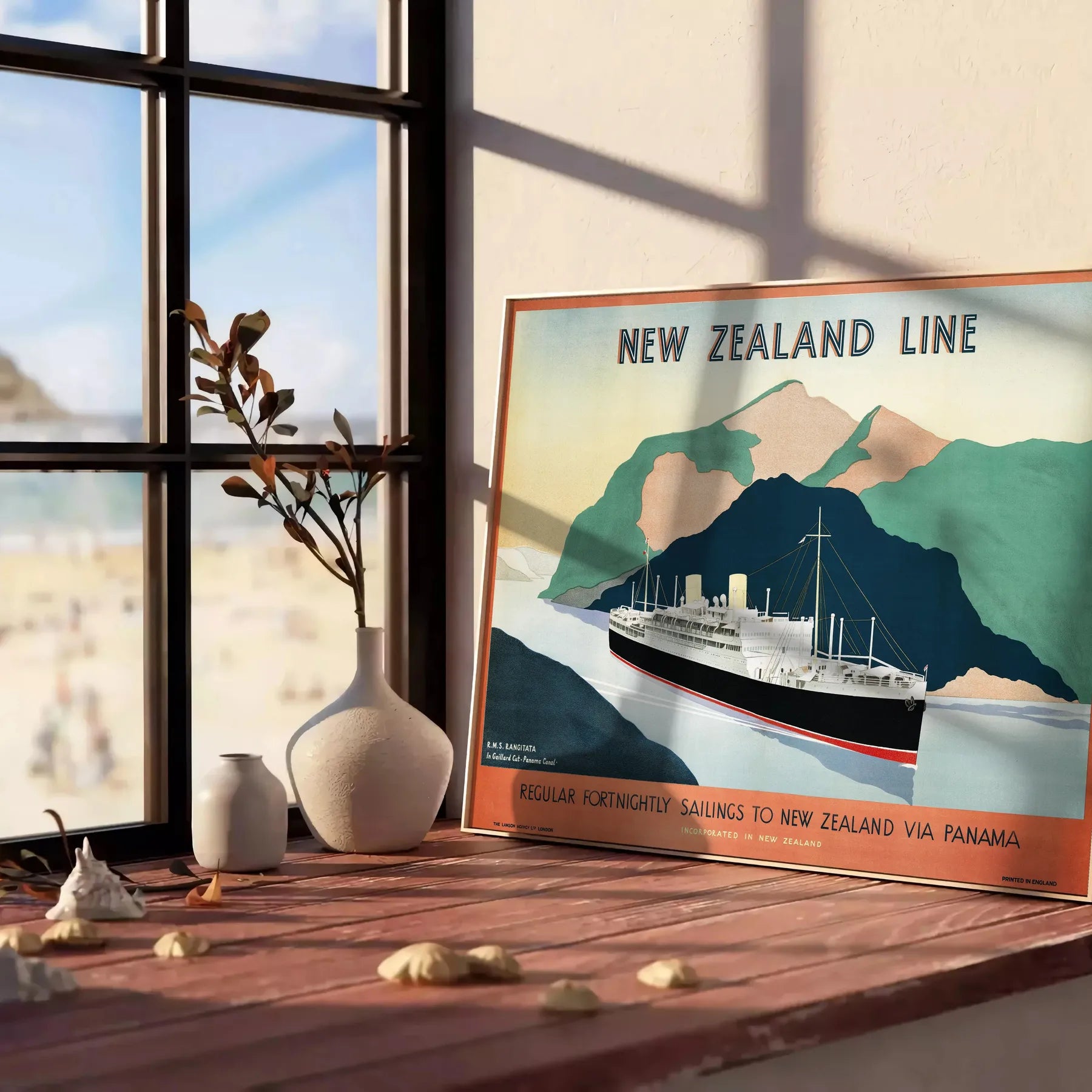 vibrant beauty New Zealand travel poster lush greens warm oranges perfect touch wanderlust space wall art unique gift unframed versions