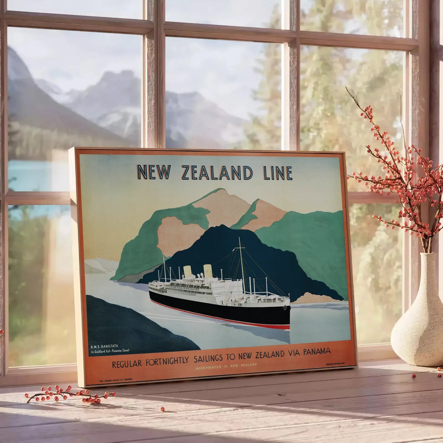 vibrant beauty New Zealand travel poster lush greens warm oranges perfect touch wanderlust space wall art unique gift unframed versions