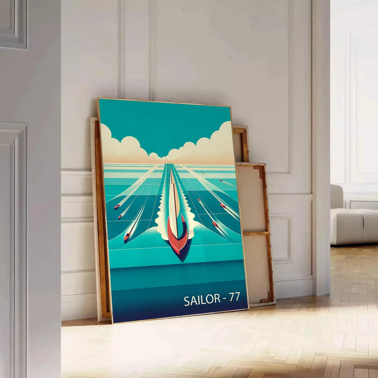 sail vibrant maritime adventure Ocean Boat Sailor 77 poster stunning orange blue hues captivating wall art perfect gift sea lovers sizes A4 cm A0 walls