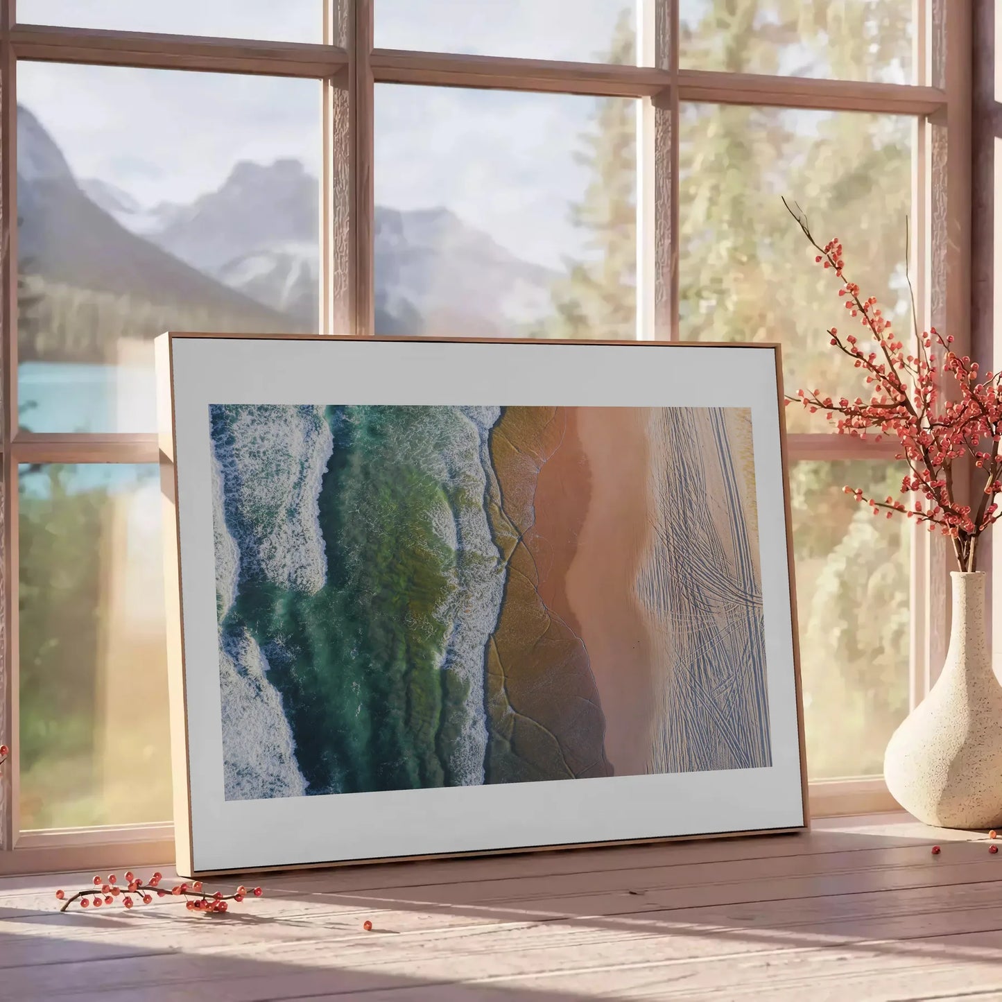 space ocean poster serene green blue hues wall art thoughtful gift stunning artwork tranquility sea room various dimensions A4 A0