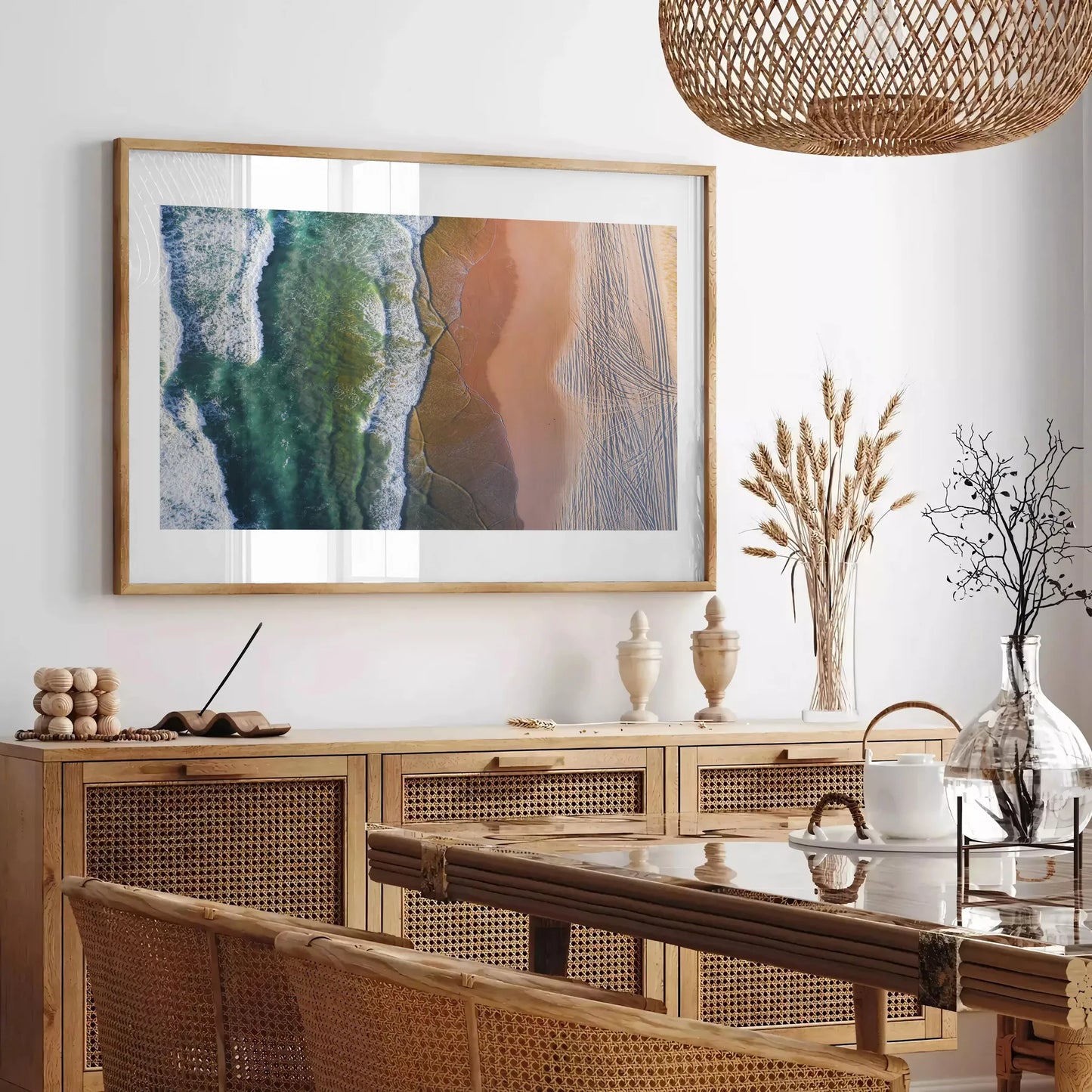 space ocean poster serene green blue hues wall art thoughtful gift stunning artwork tranquility sea room various dimensions A4 A0