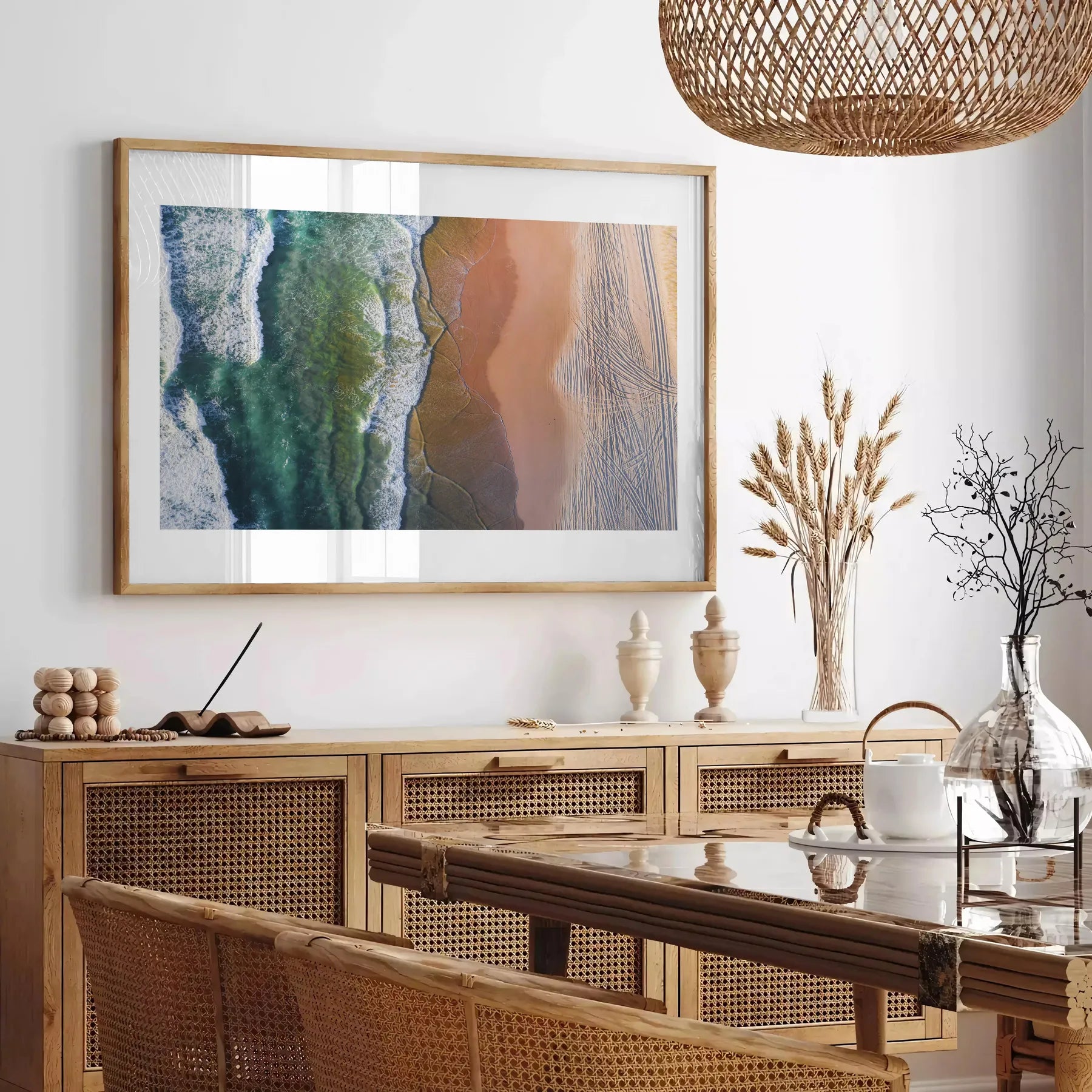 space ocean poster serene green blue hues wall art thoughtful gift stunning artwork tranquility sea room various dimensions A4 A0