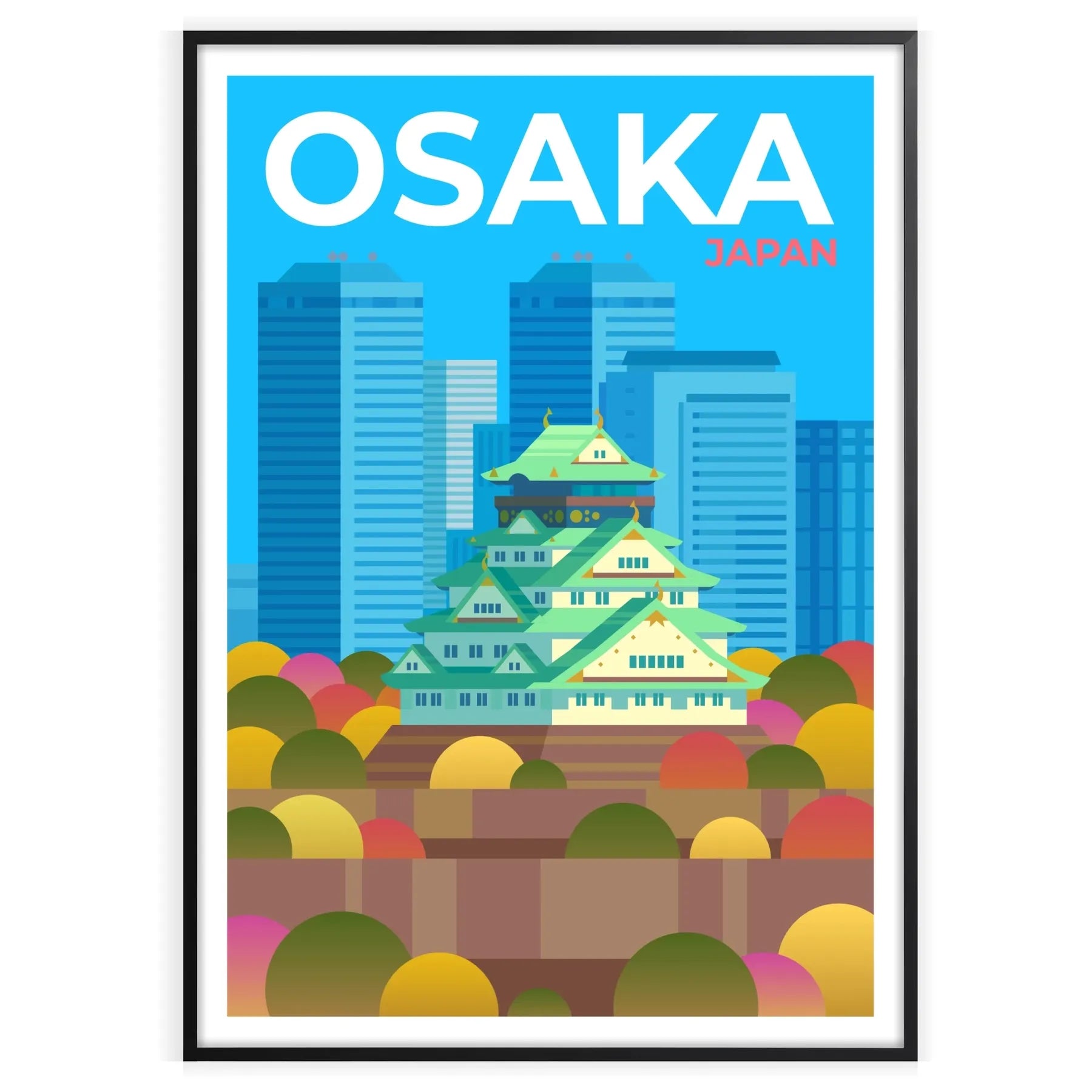 charm Osaka Japan captivating brown gray poster stunning wall art piece elegance culture space perfect gift sizes A4 cm A0 decor unique print today