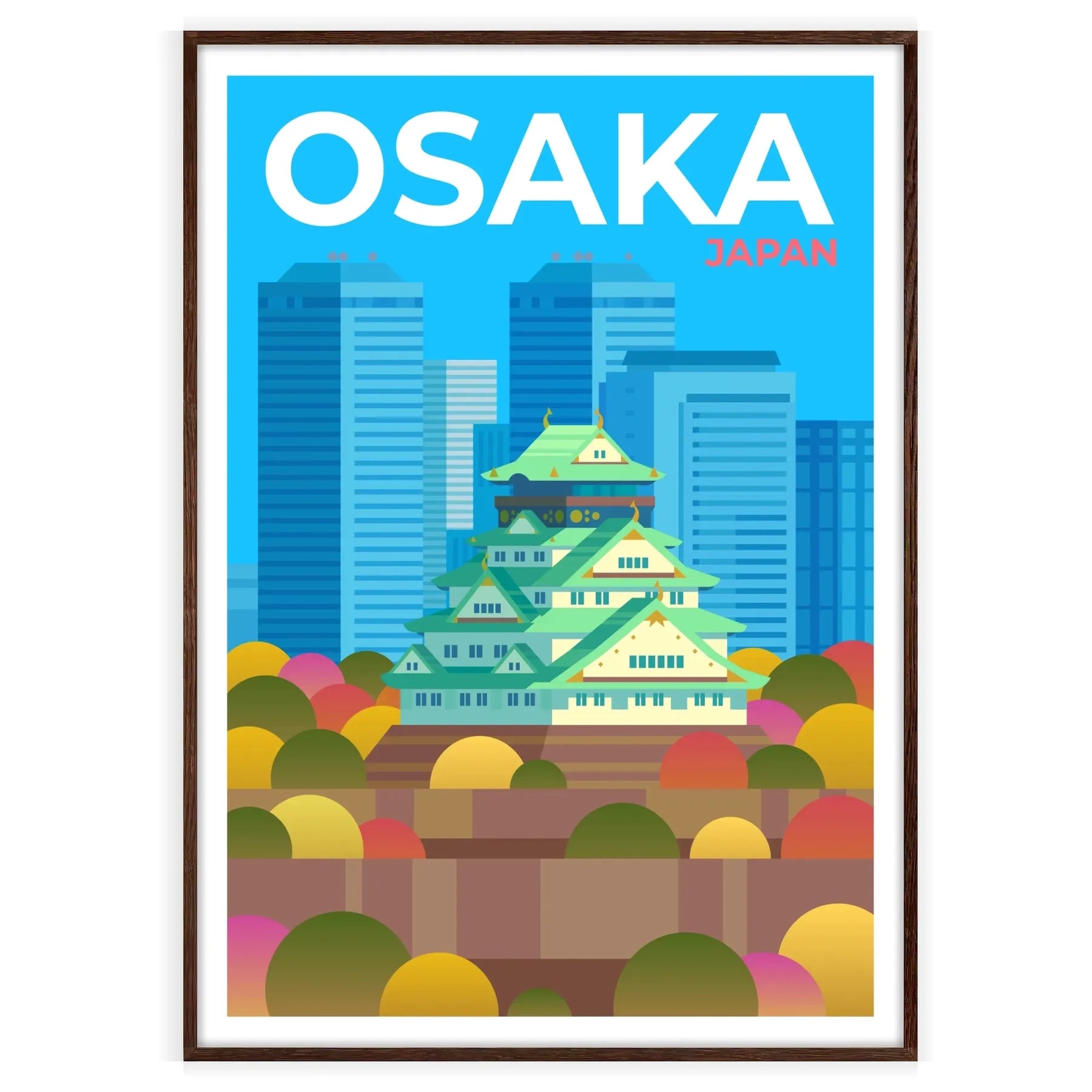 charm Osaka Japan captivating brown gray poster stunning wall art piece elegance culture space perfect gift sizes A4 cm A0 decor unique print today