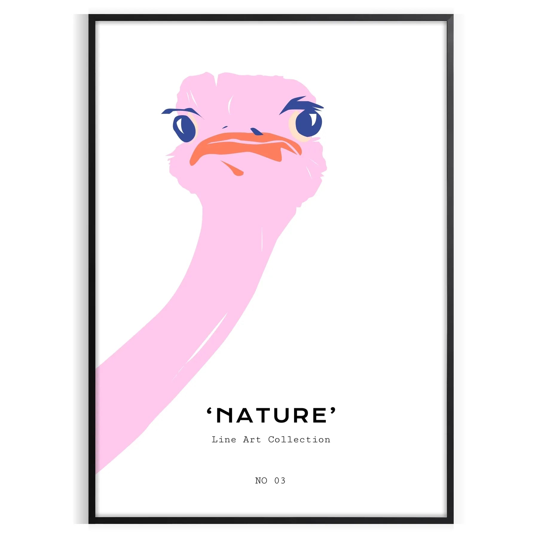 touch whimsy space Ostrich Animal Art Poster vibrant orange hues sleek gray backdrop print perfect wall modern decor ideal gift lovers unframed versions room today