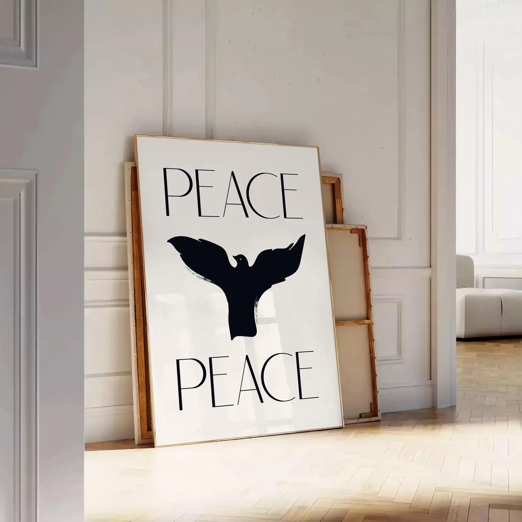 space Peace Motivation Art Poster elegant gray black tones inspiring wall suits decor perfect gift lovers A4 cm A0 print sizes