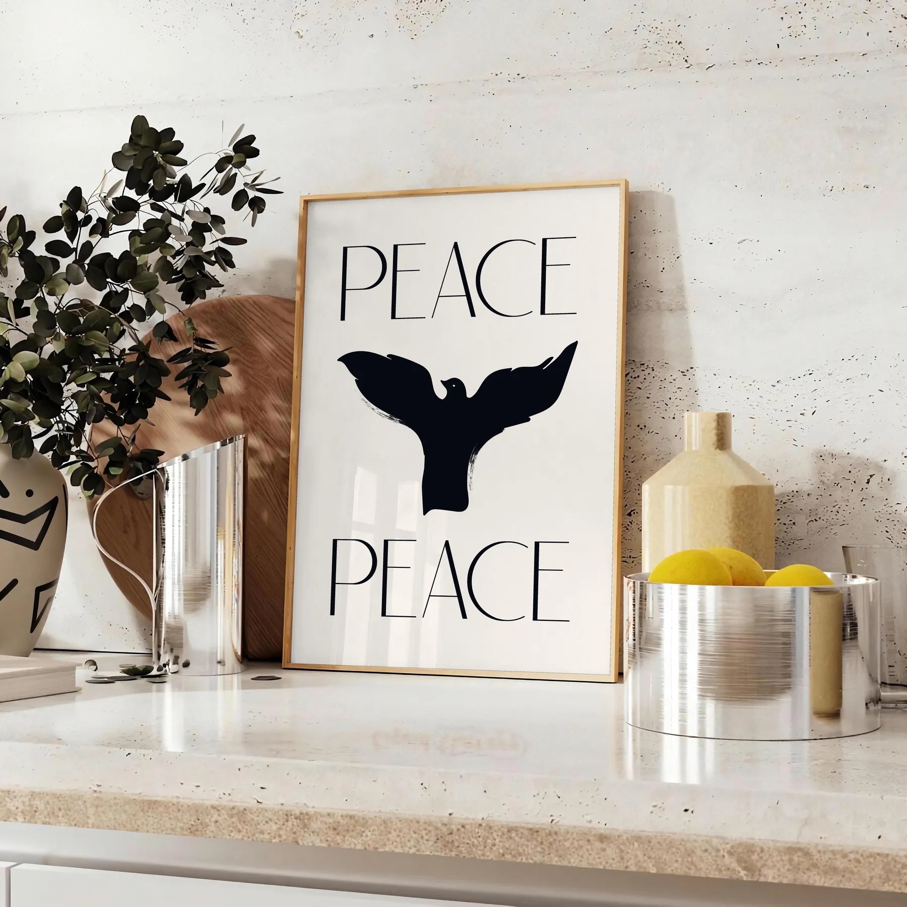 space Peace Motivation Art Poster elegant gray black tones inspiring wall suits decor perfect gift lovers A4 cm A0 print sizes