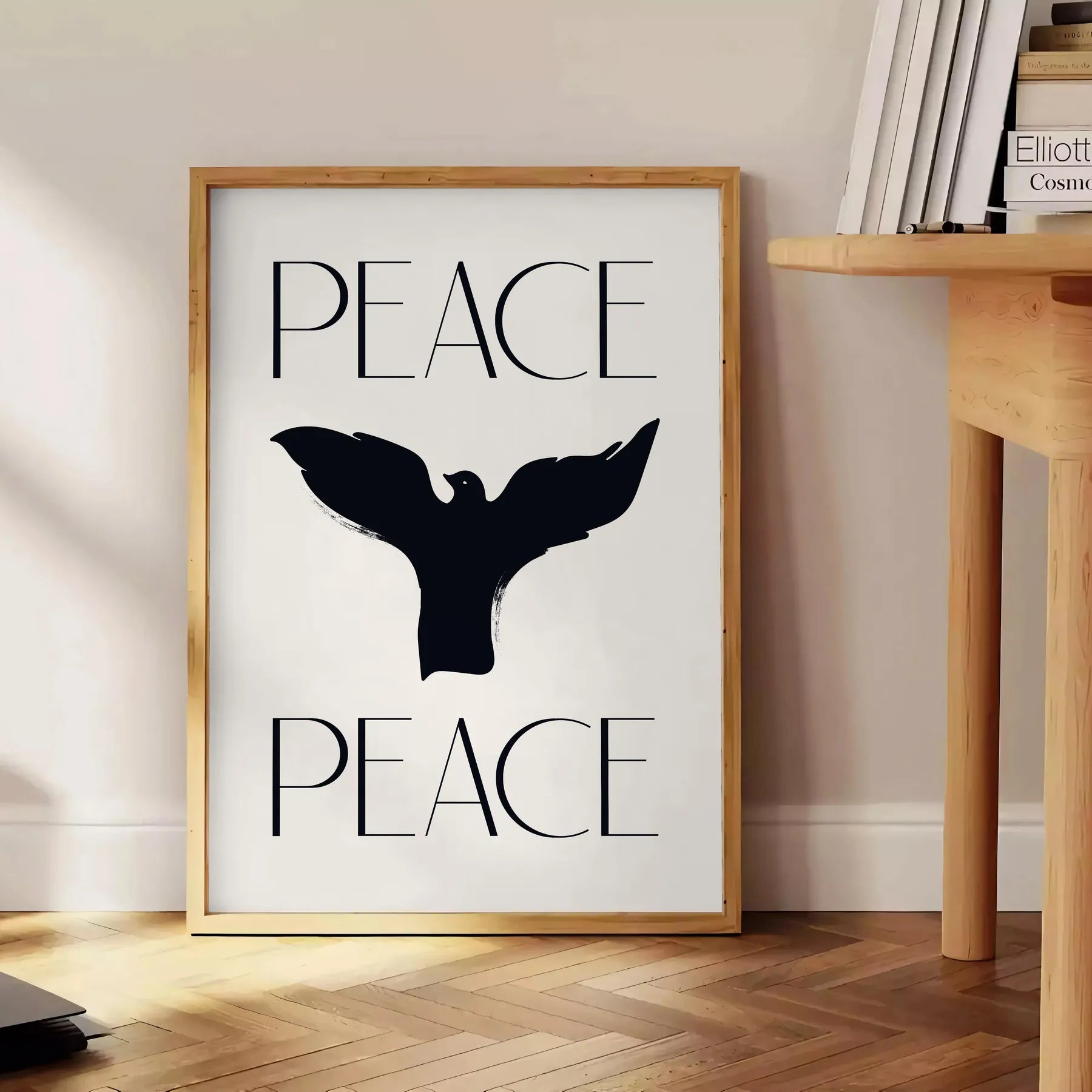space Peace Motivation Art Poster elegant gray black tones inspiring wall suits decor perfect gift lovers A4 cm A0 print sizes