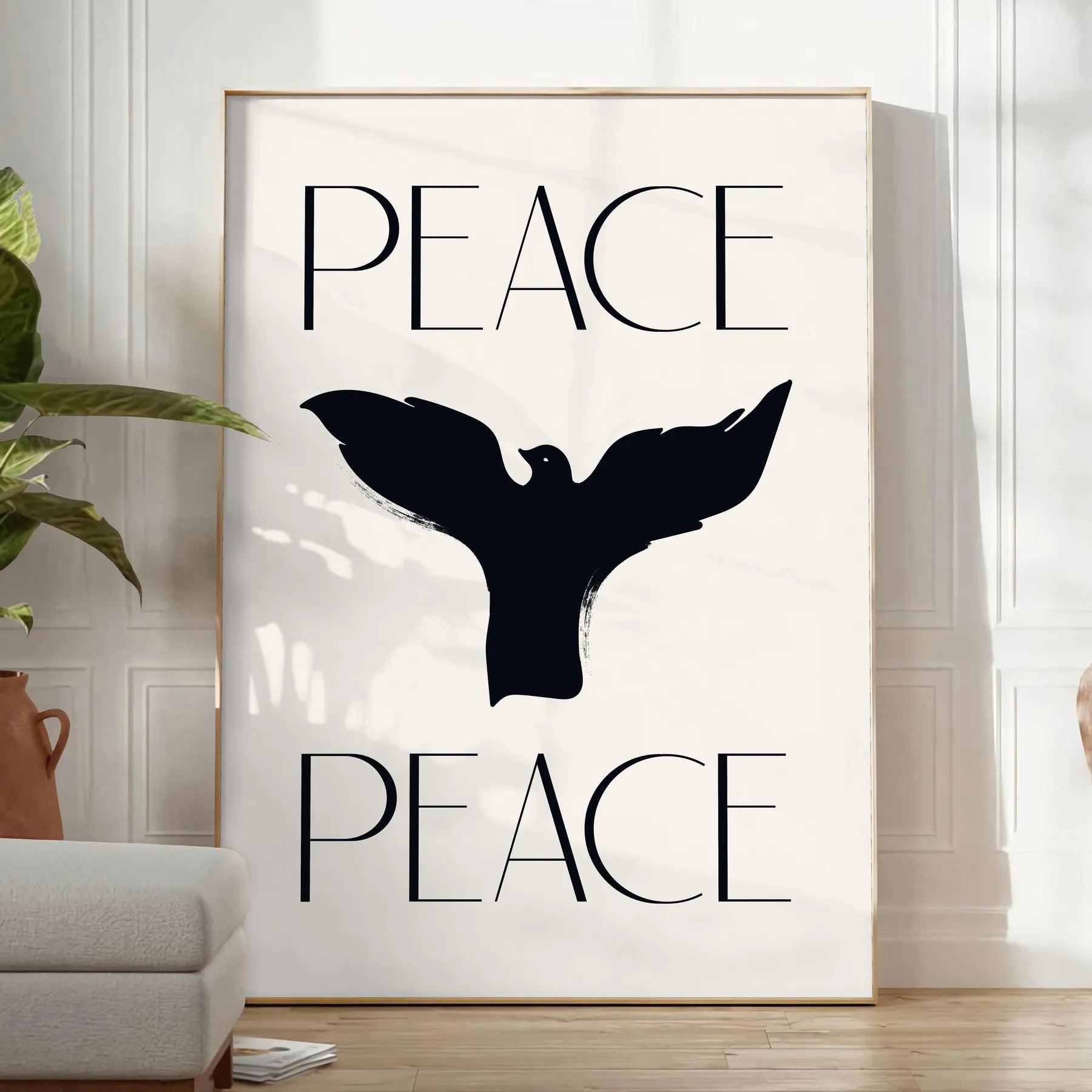 space Peace Motivation Art Poster elegant gray black tones inspiring wall suits decor perfect gift lovers A4 cm A0 print sizes