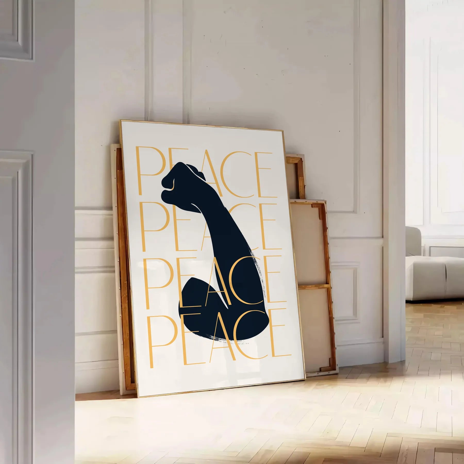 space Peace motivational poster sleek gray black tones compelling wall art touch serenity room thoughtful gift personal artwork A4 cm A0