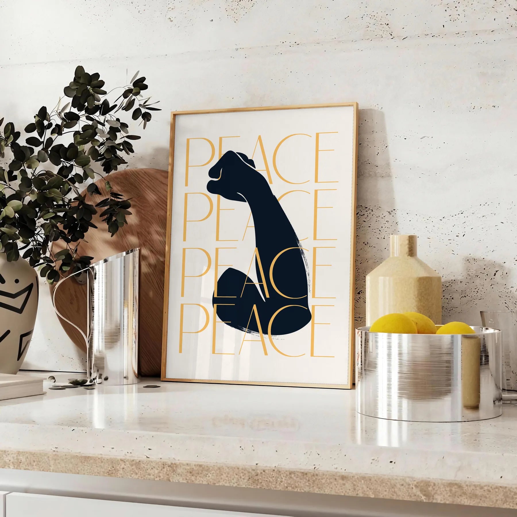 space Peace motivational poster sleek gray black tones compelling wall art touch serenity room thoughtful gift personal artwork A4 cm A0