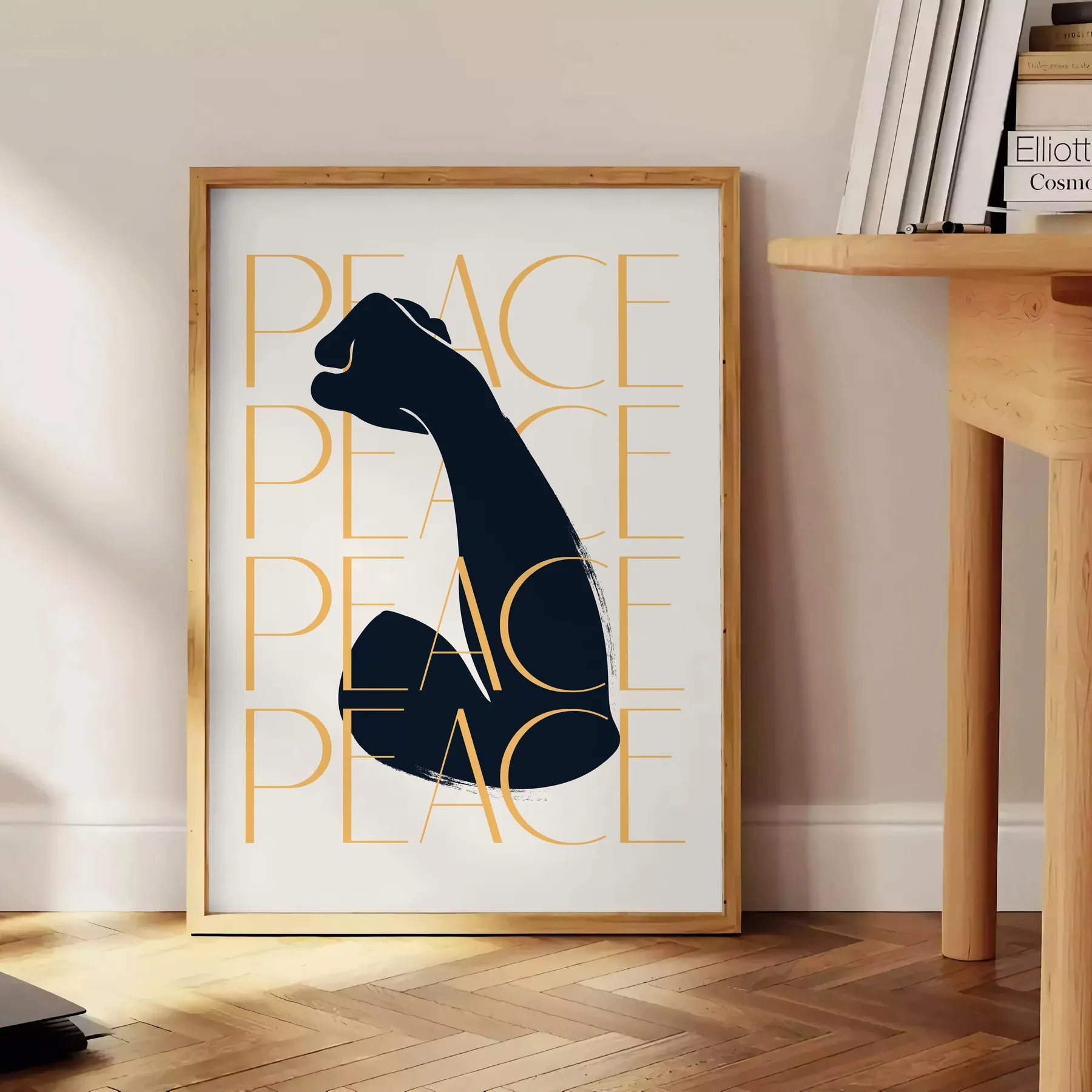 space Peace motivational poster sleek gray black tones compelling wall art touch serenity room thoughtful gift personal artwork A4 cm A0