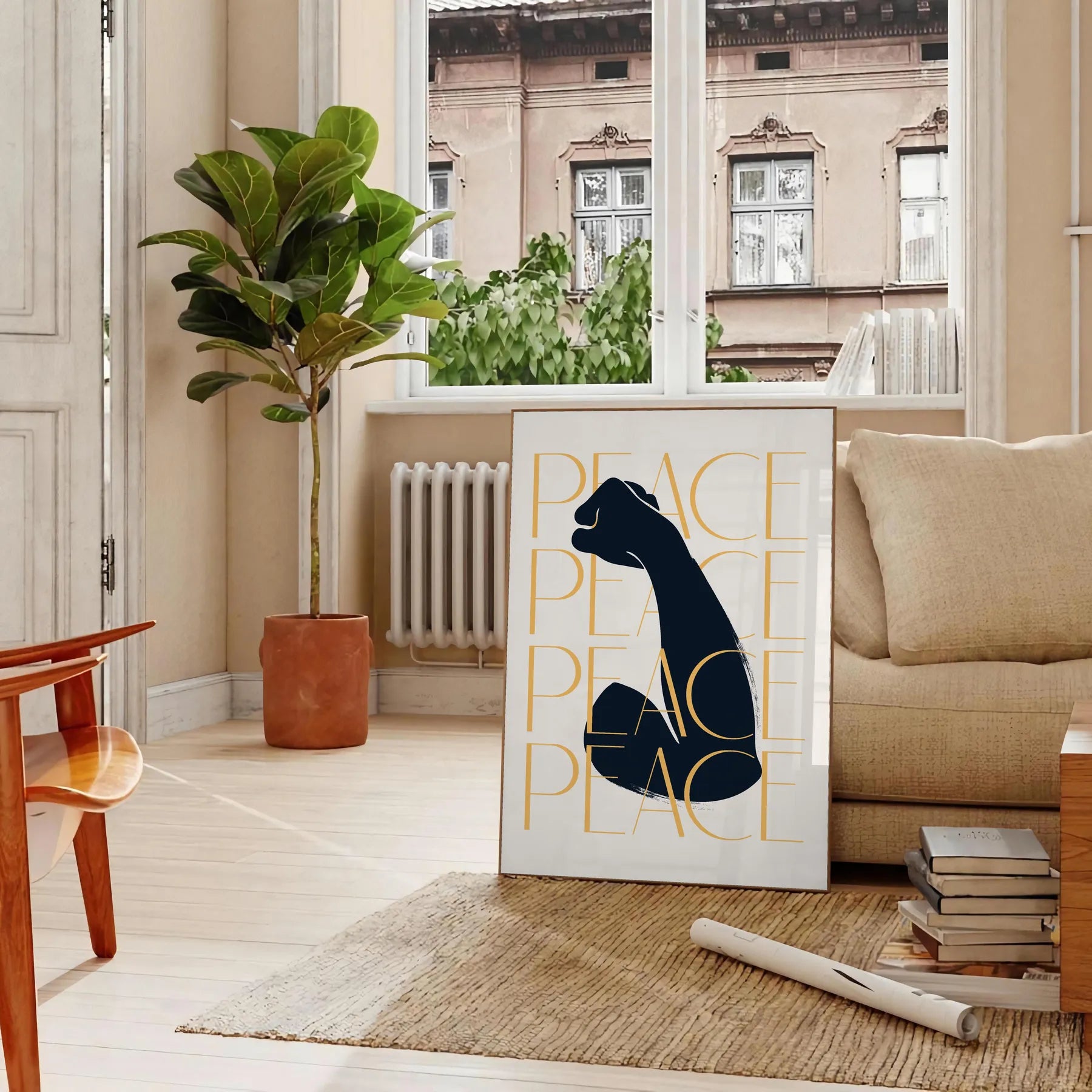 space Peace motivational poster sleek gray black tones compelling wall art touch serenity room thoughtful gift personal artwork A4 cm A0