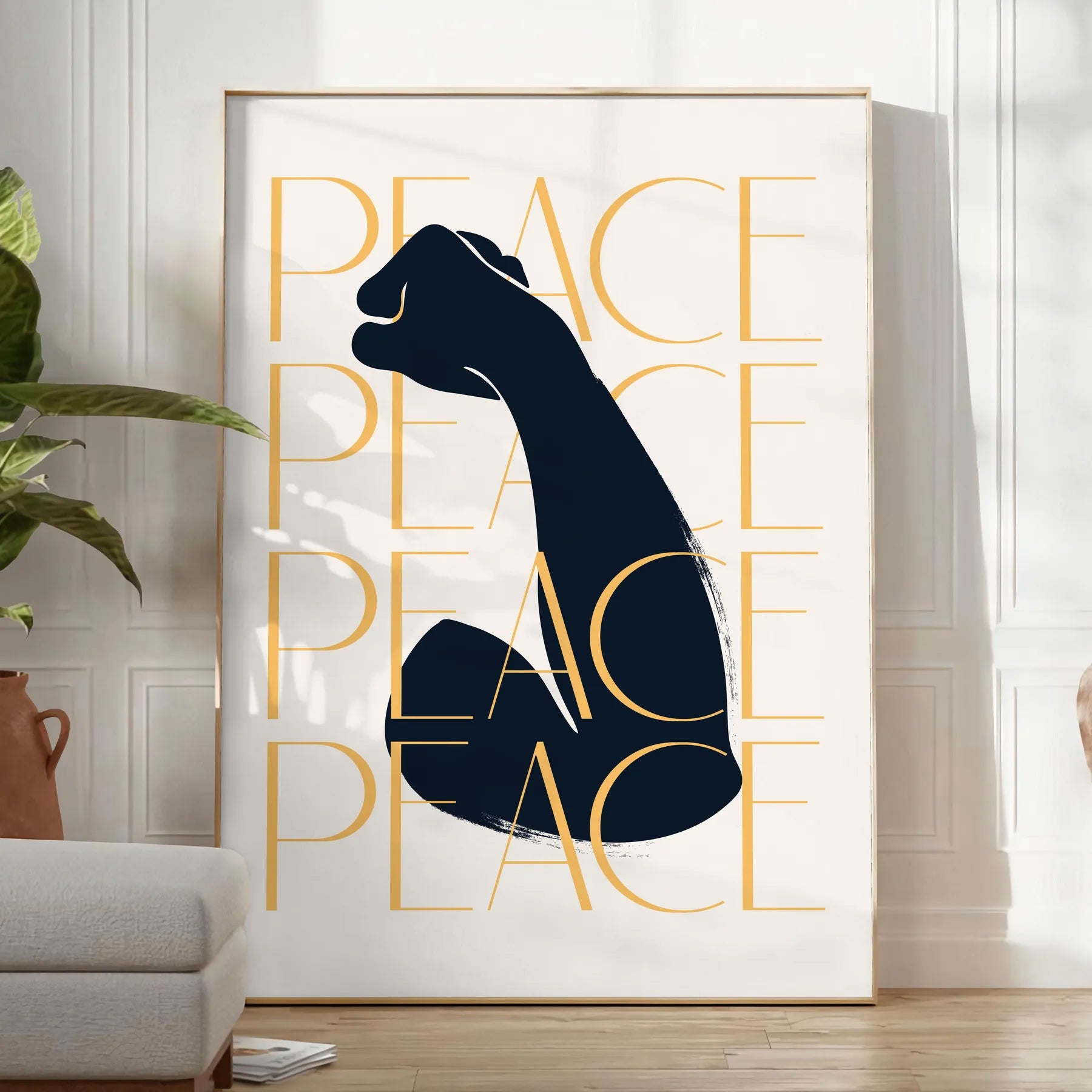 space Peace motivational poster sleek gray black tones compelling wall art touch serenity room thoughtful gift personal artwork A4 cm A0