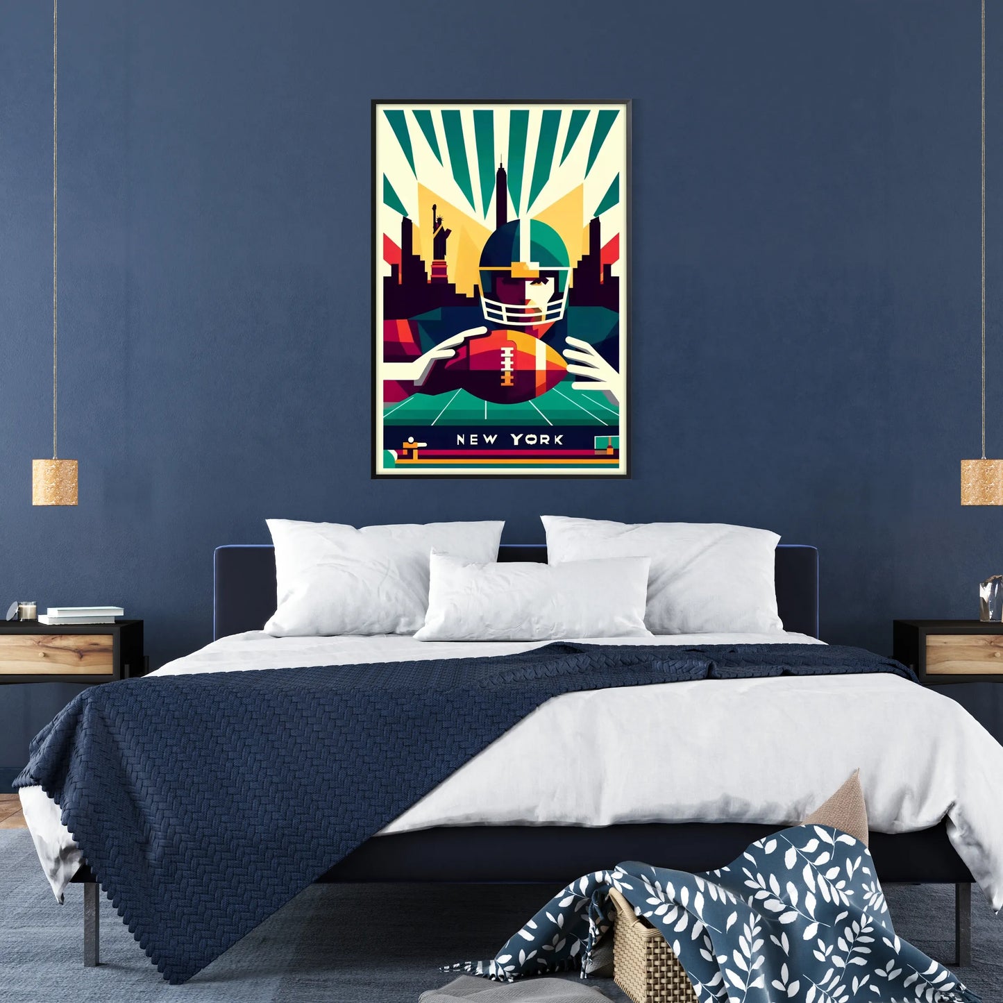 spirit New York football striking black orange poster fan collection eye wall art ideal gift addition home décor various sizes A4 cm A0