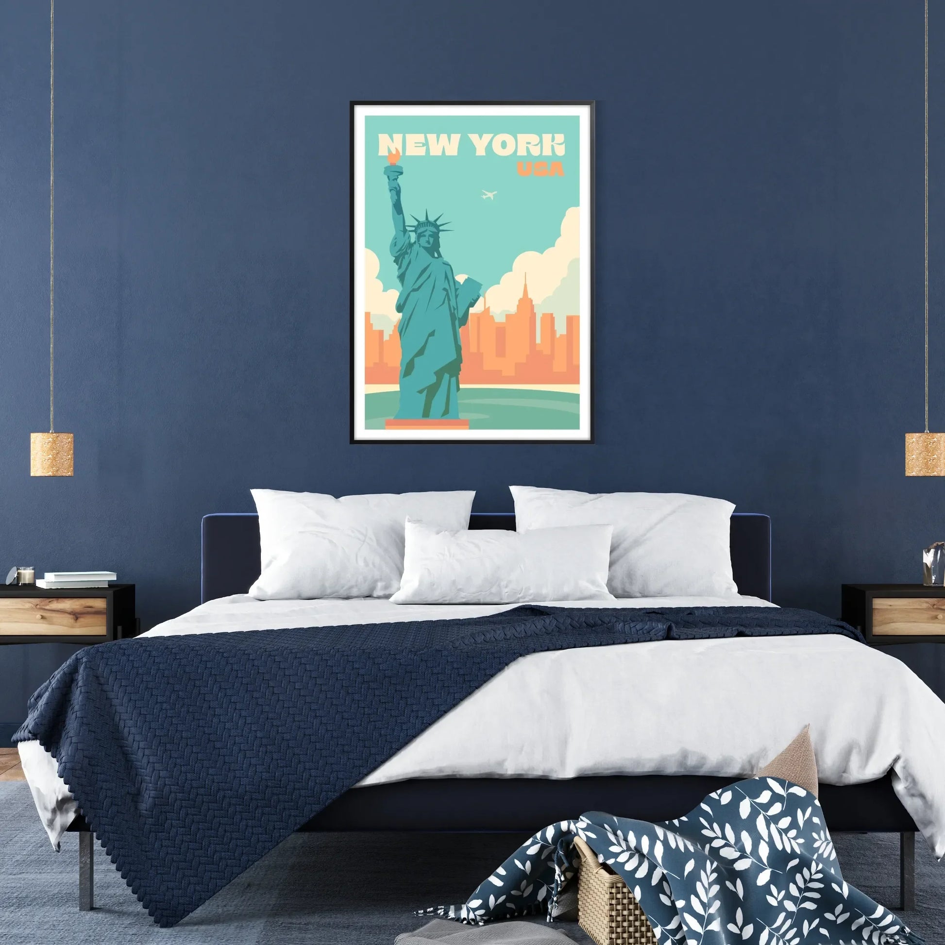 allure New York stylish gray green travel poster metropolitan touch space stunning artwork ideal gift city lovers framed frameless option wall art collection