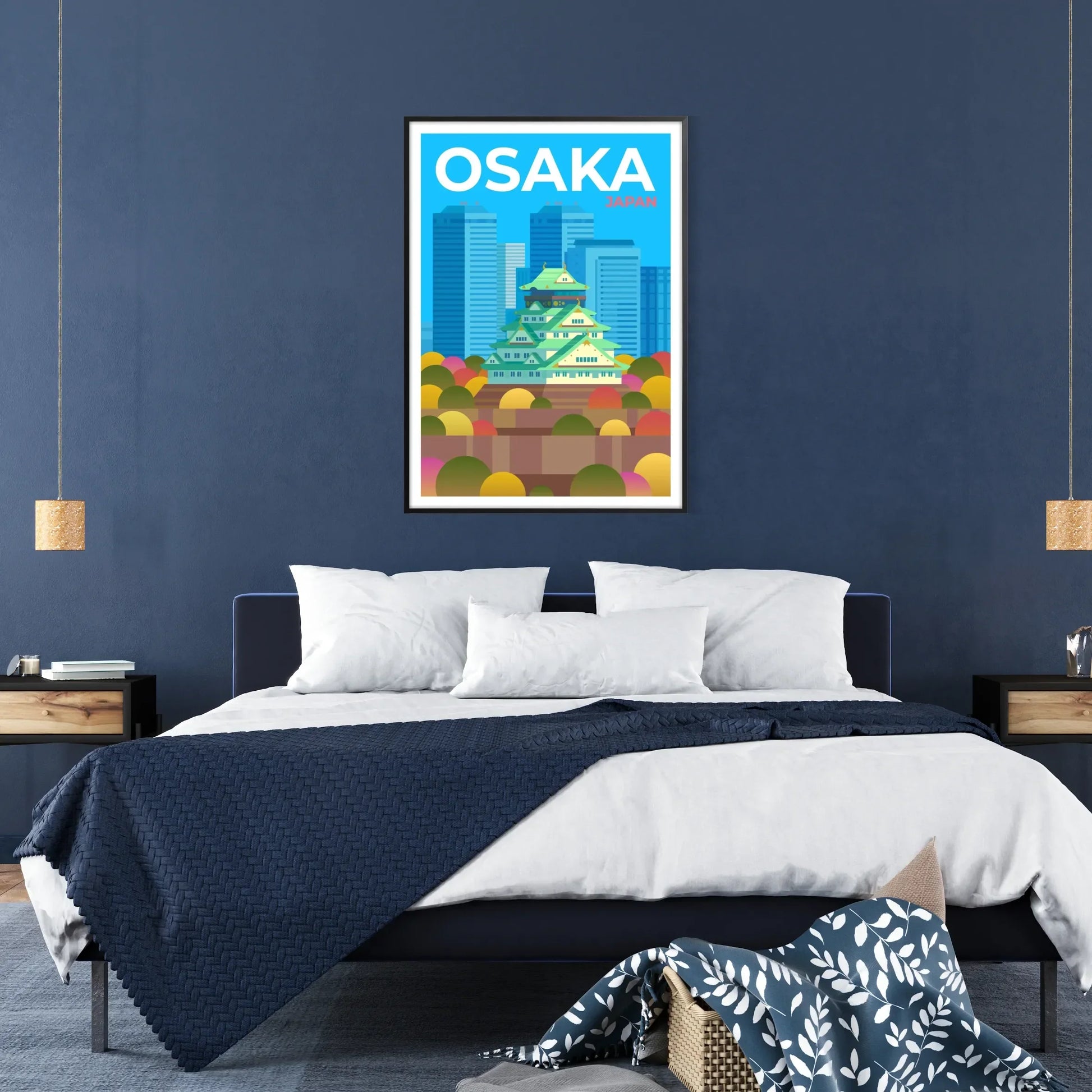 charm Osaka Japan captivating brown gray poster stunning wall art piece elegance culture space perfect gift sizes A4 cm A0 decor unique print today