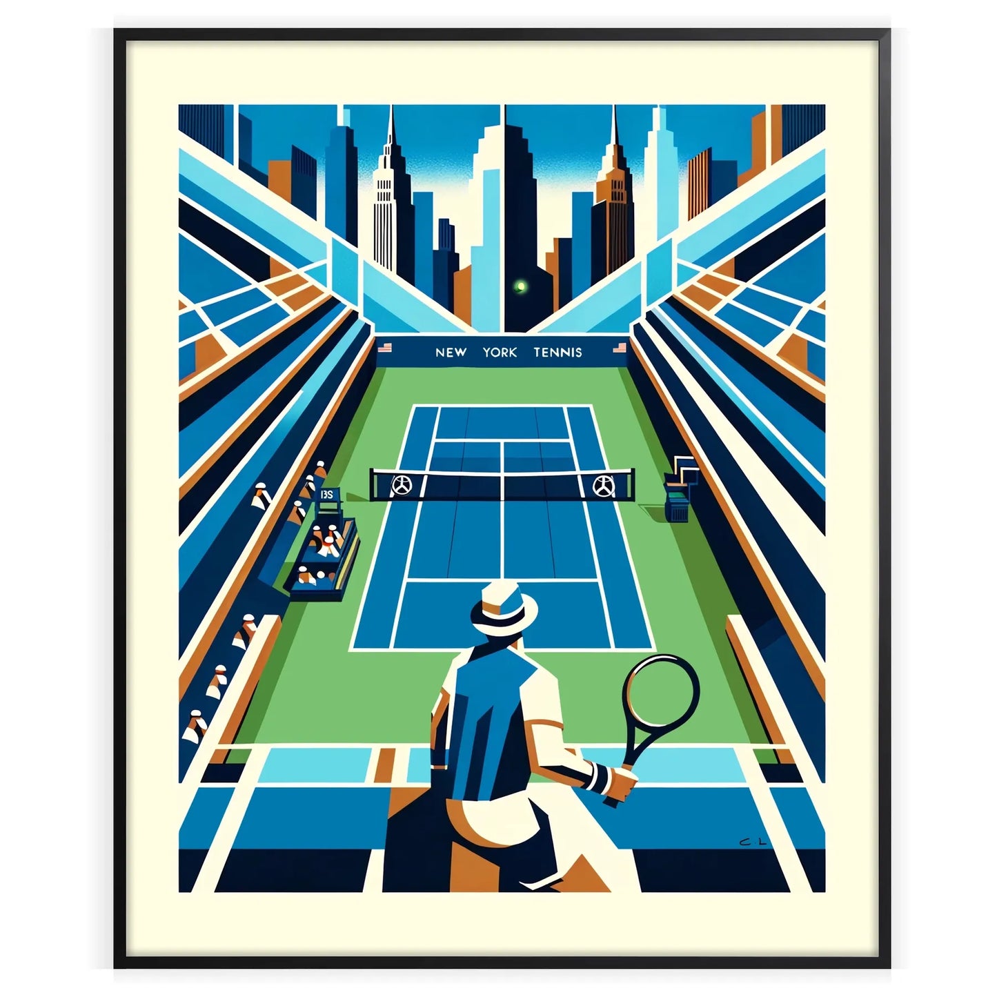 Stylish New York tennis poster capturing the energy of New York and the US Open
