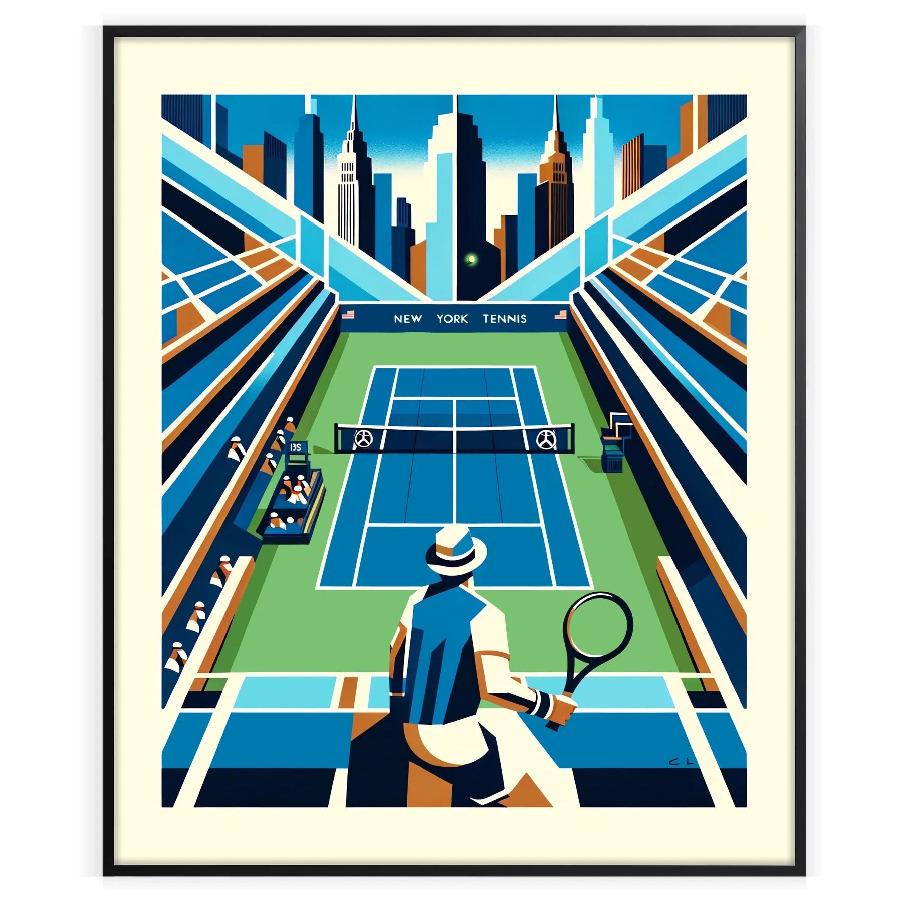 Stylish New York tennis poster capturing the energy of New York and the US Open