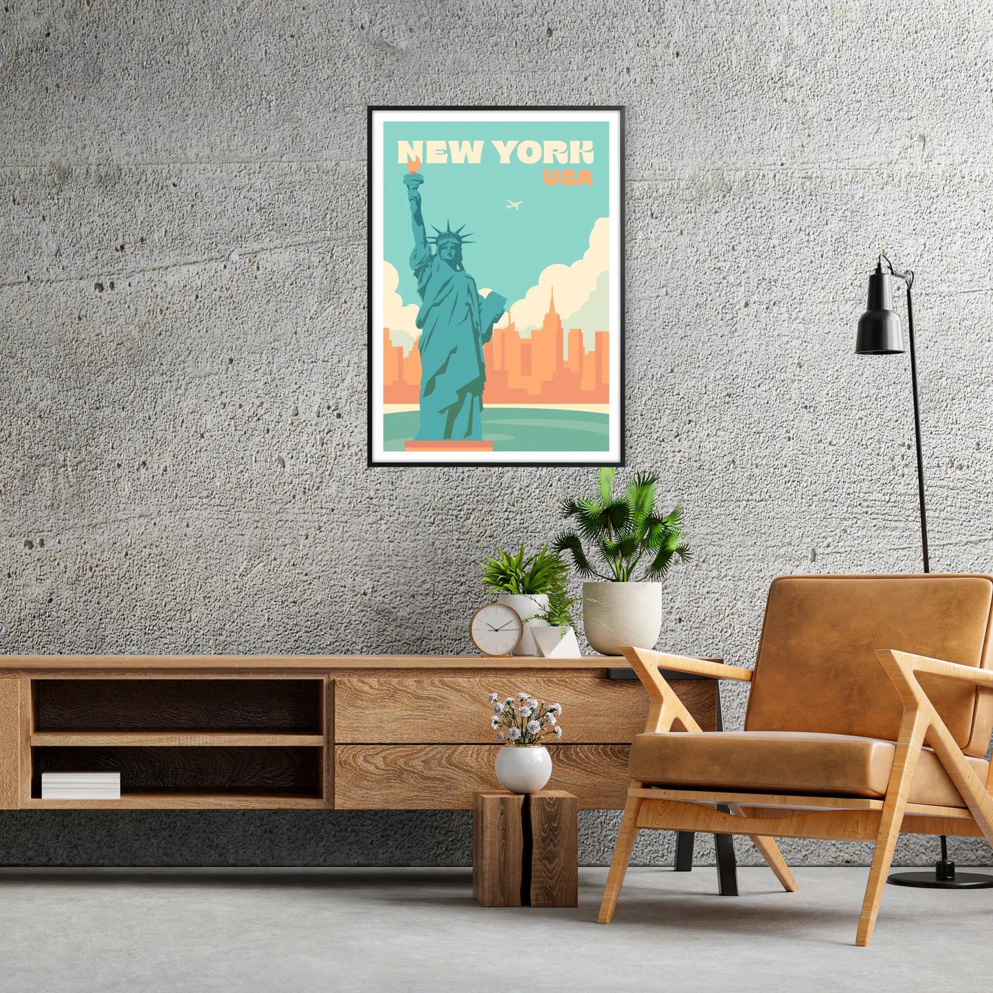 allure New York stylish gray green travel poster metropolitan touch space stunning artwork ideal gift city lovers framed frameless option wall art collection