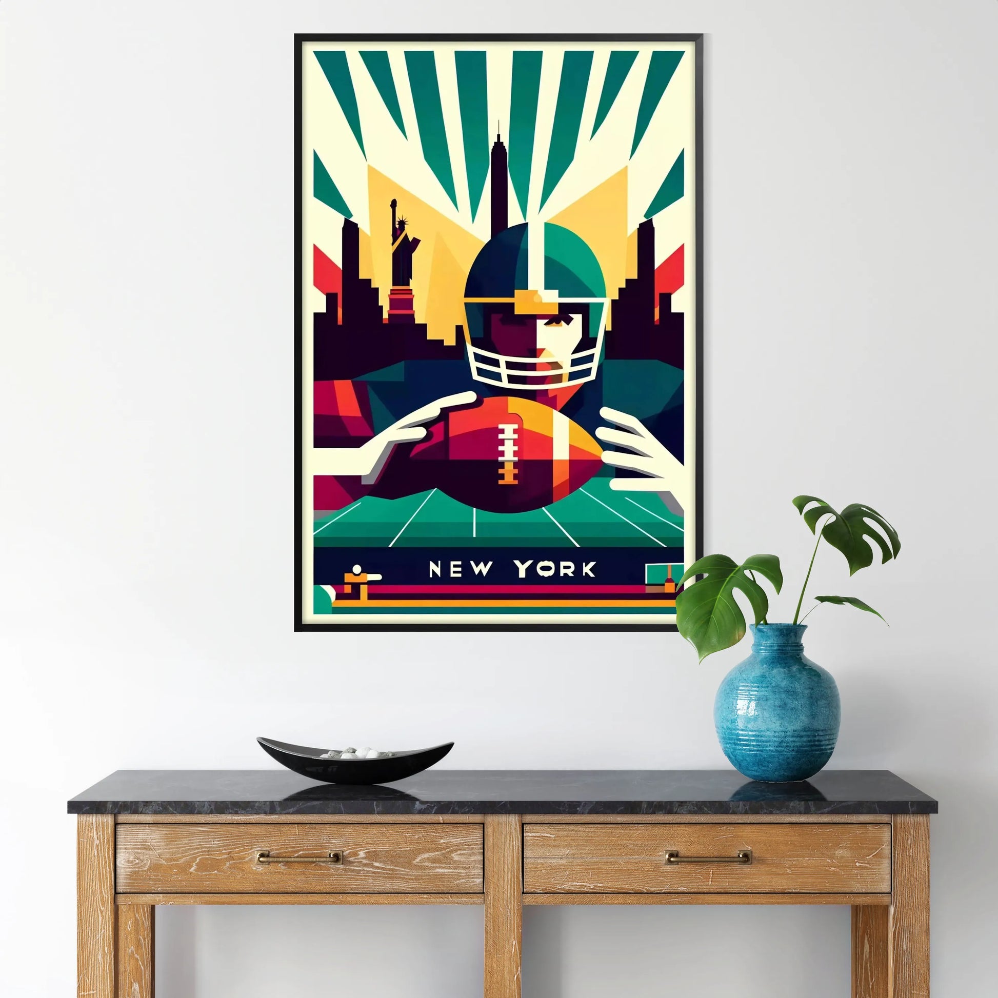 spirit New York football striking black orange poster fan collection eye wall art ideal gift addition home décor various sizes A4 cm A0