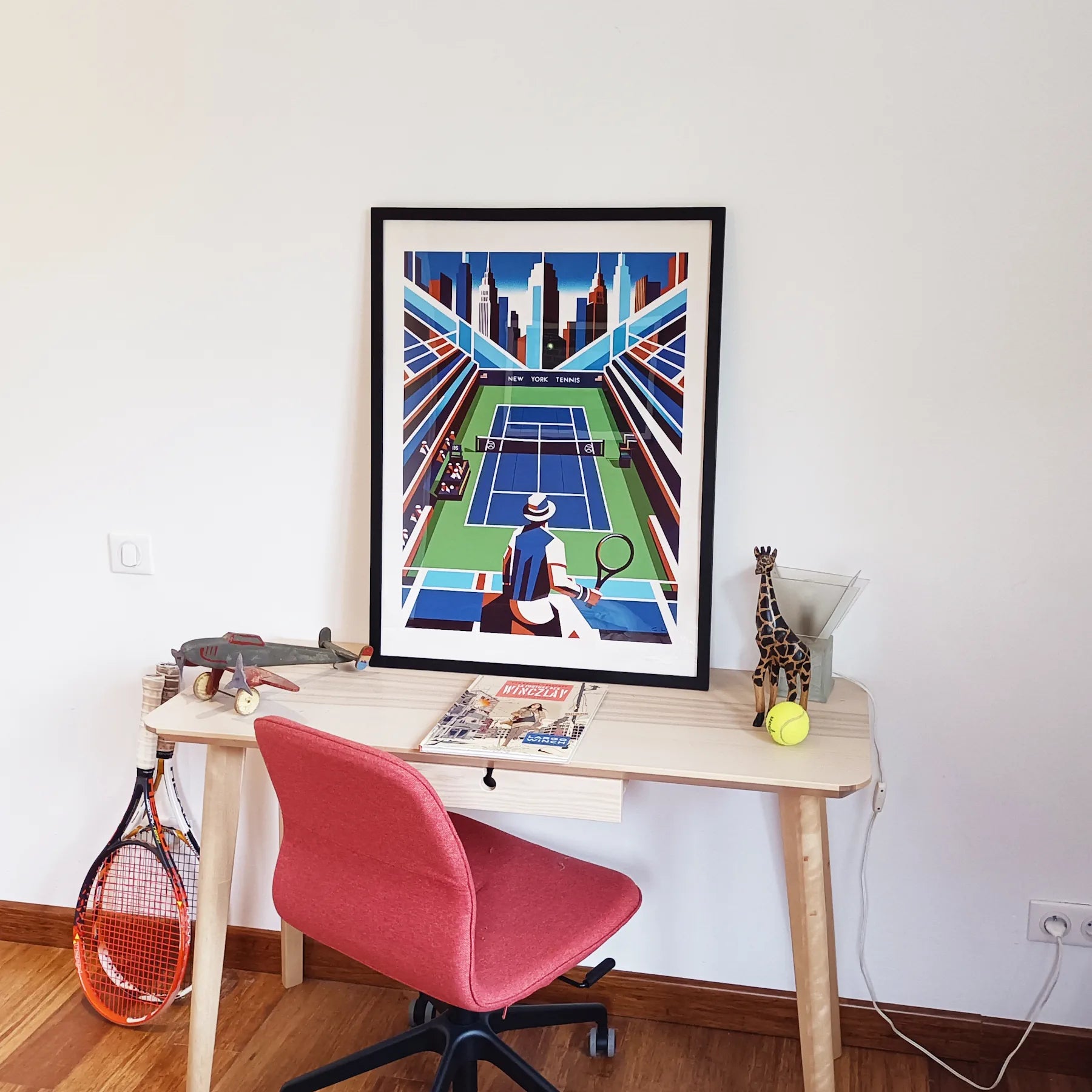 Art Deco New York tennis artwork referencing New York’s US Open elegant living room interior framed print