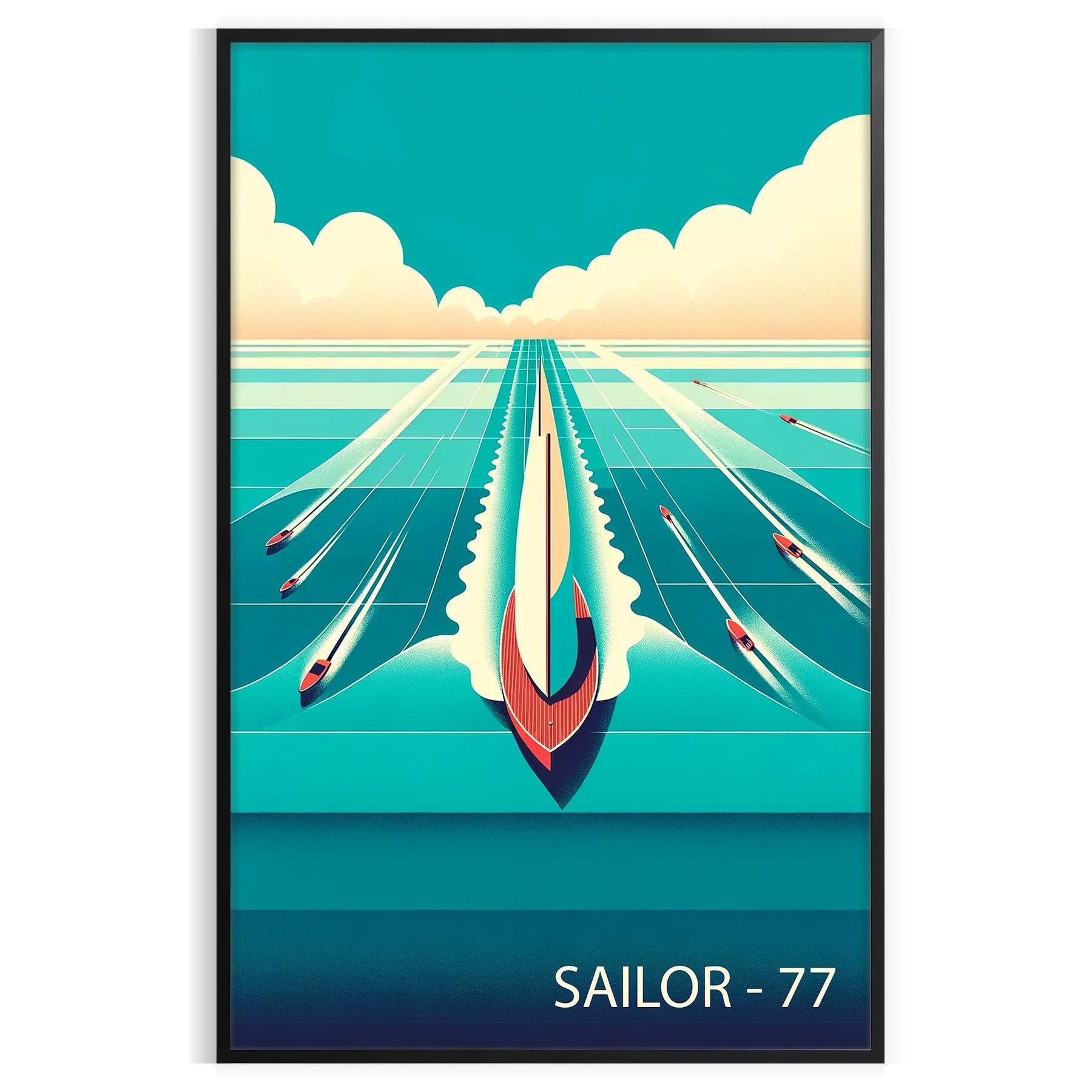 sail vibrant maritime adventure Ocean Boat Sailor 77 poster stunning orange blue hues captivating wall art perfect gift sea lovers sizes A4 cm A0 walls