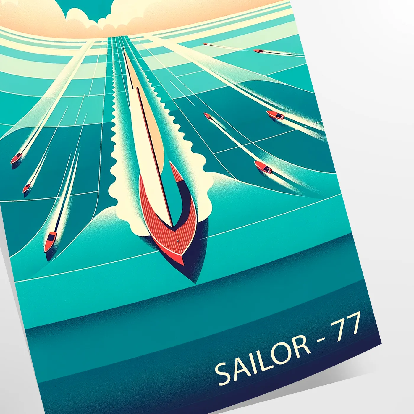 sail vibrant maritime adventure Ocean Boat Sailor 77 poster stunning orange blue hues captivating wall art perfect gift sea lovers sizes A4 cm A0 walls