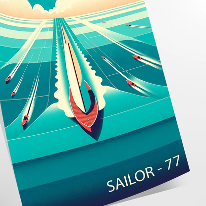 sail vibrant maritime adventure Ocean Boat Sailor 77 poster stunning orange blue hues captivating wall art perfect gift sea lovers sizes A4 cm A0 walls