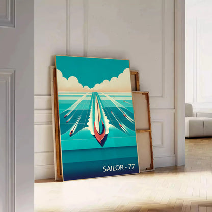 sail vibrant maritime adventure Ocean Boat Sailor 77 poster stunning orange blue hues captivating wall art perfect gift sea lovers sizes A4 cm A0 walls