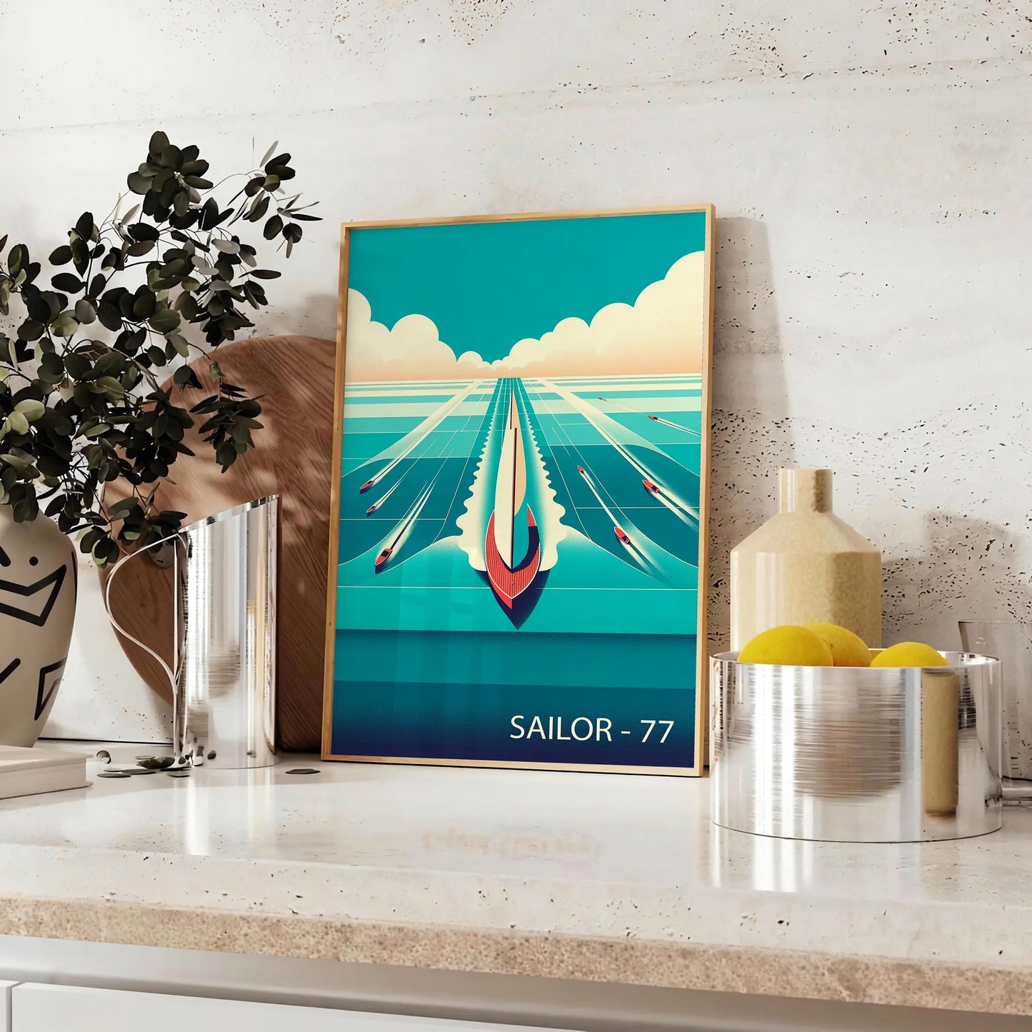 sail vibrant maritime adventure Ocean Boat Sailor 77 poster stunning orange blue hues captivating wall art perfect gift sea lovers sizes A4 cm A0 walls