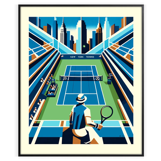 Stylish New York tennis poster capturing the energy of New York and the US Open